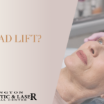 Image of a woman preparing for a Thread Lift procedure with the caption Time for a Thread Lift?